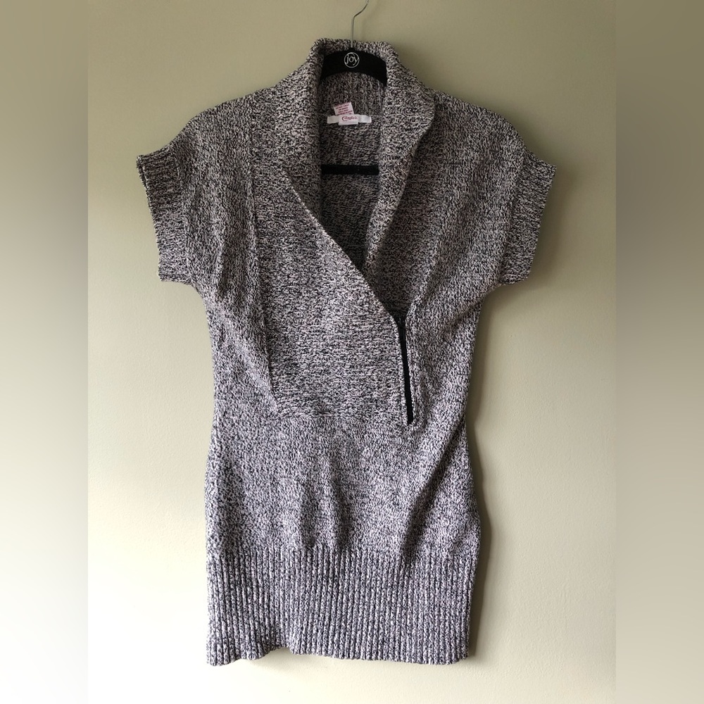Candies | Gray Knitted Sweater Top with Zipper - Picture 1 of 3